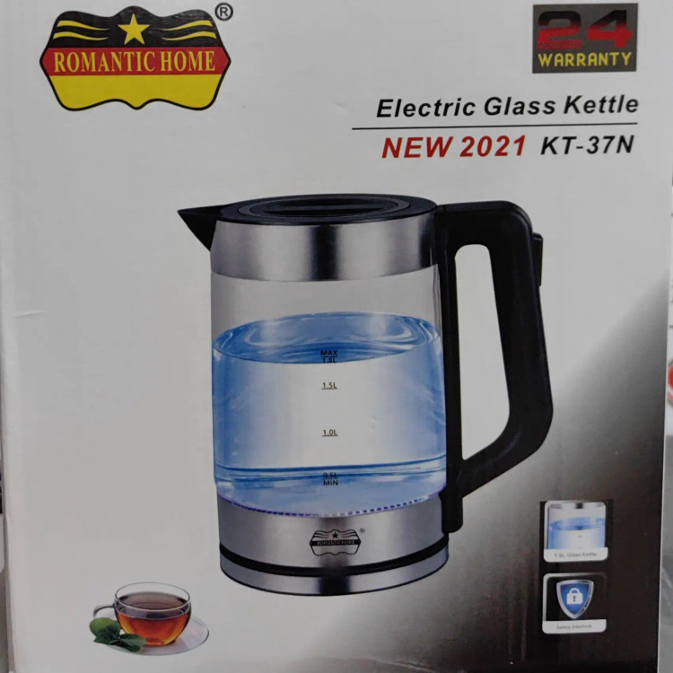 کتری برقی شیشه ای (مارک رومانتیک هوم) مدل KT-37N